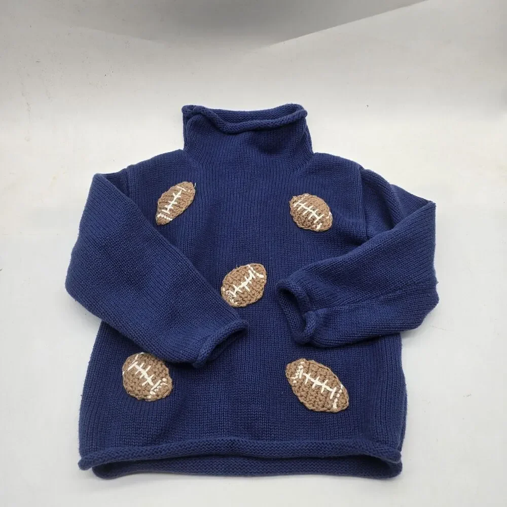 Mud Pie Kids Boy Sports Football Rollneck Sweater 12-18M Pullover